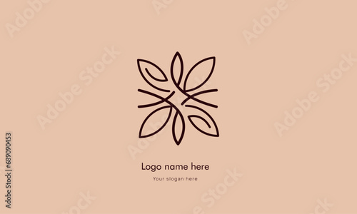 Flowers and leaves line art vector logo illustrations . Modern design for logo, tattoo, wall art, Simple daisy floral symbols, vector decoration set.