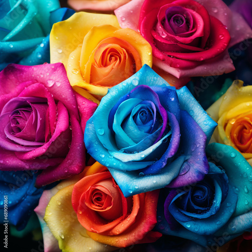 Colorful roses sold at various festivals.