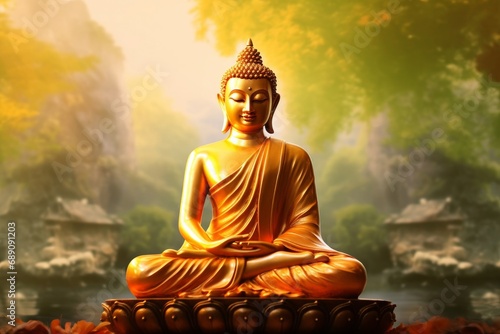 Lord Gautam Buddha concentrating on his meditation, Generative AI photo