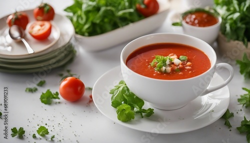 gazpacho soup in white plate