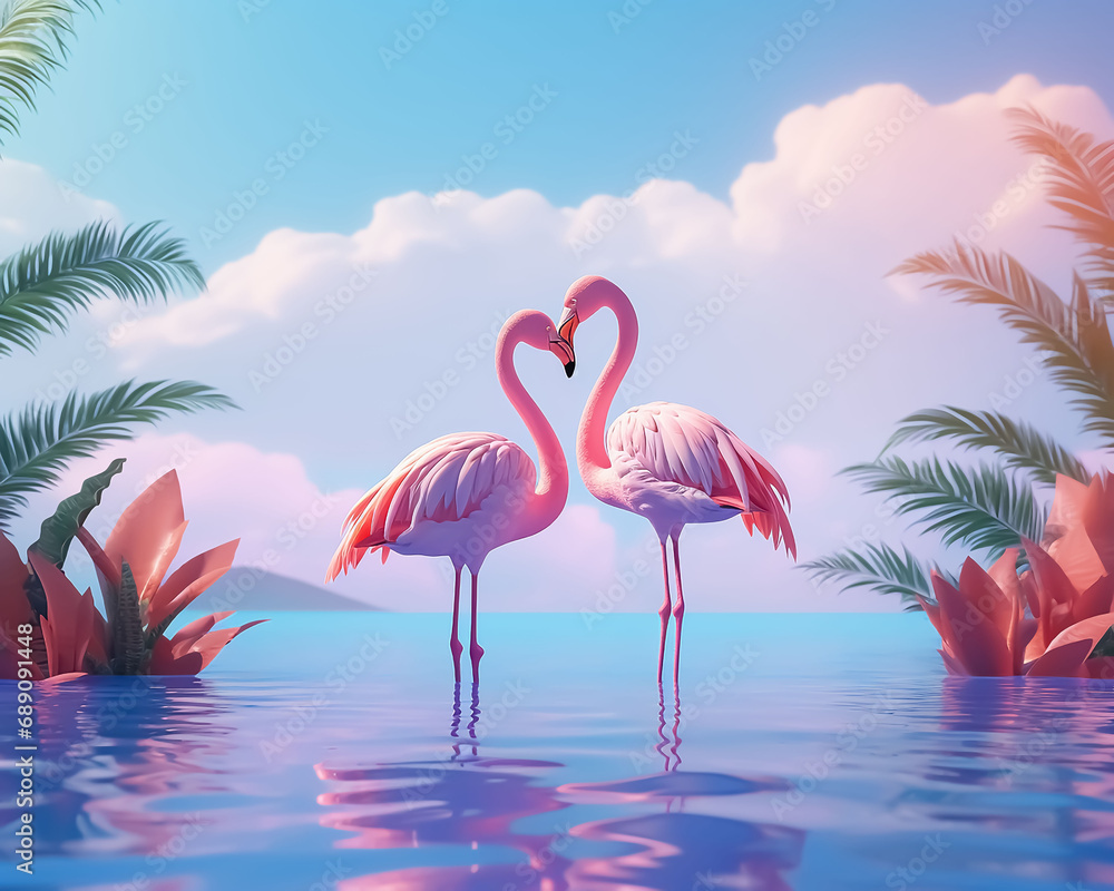 Obraz premium flamingo in the water