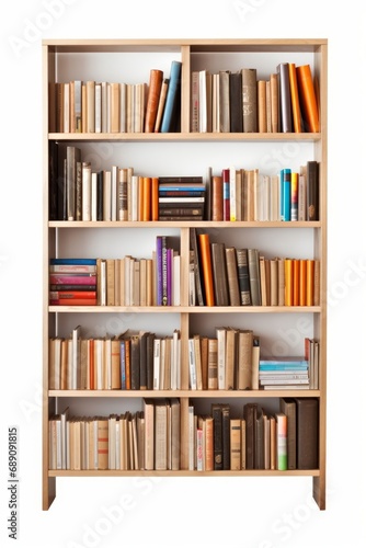bookshelf isolated on a white background, Generative AI