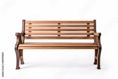 wooden park bench isolated on a white background, Generative AI © Moments In Mosaic