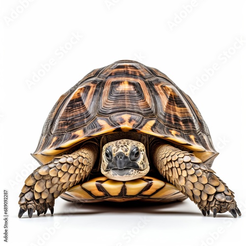 Close-Up of a Turtle on a White Background