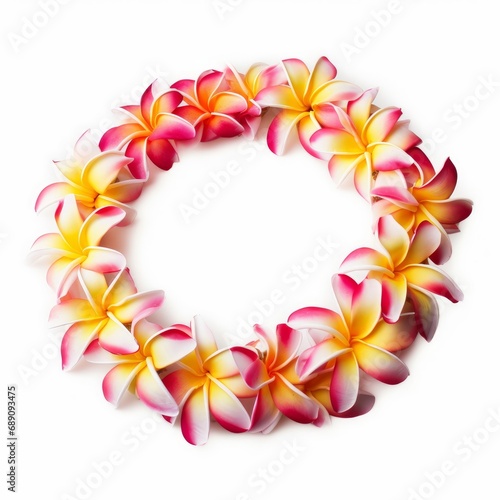 hawaii garland of frangipani flowers - lei , isolated on white background cutout AI © Photographics