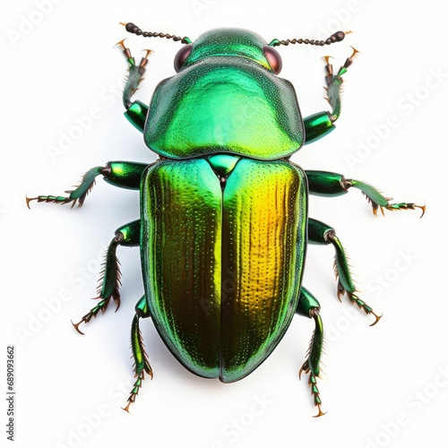 animal green june beetle bug insect grub coleopteran fly entomology animal white background cutout, Generative AI photo