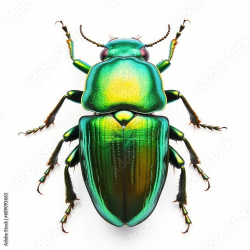 animal green june beetle bug insect grub coleopteran fly entomology animal white background cutout, Generative AI © Photographics