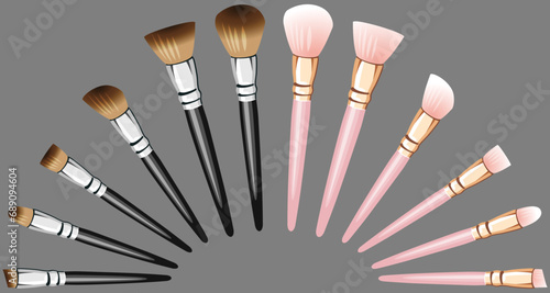 黒とピンクのメイクブラシセット