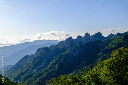 Scenic view of Mt.Seoraksan against sky