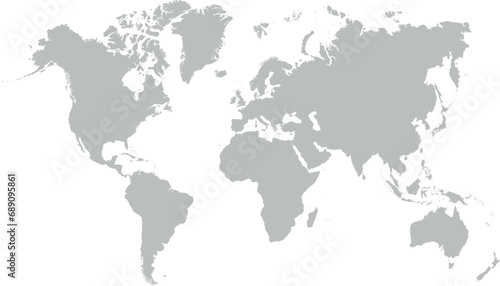 Grey blank world map. 