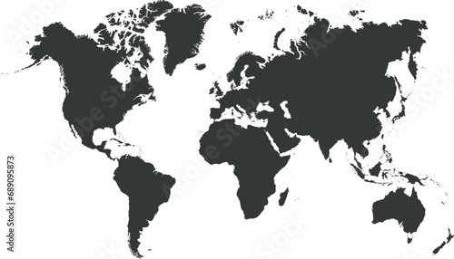 Grey blank world map. 