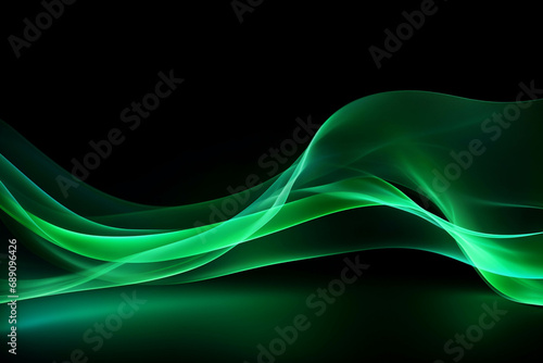 curved green neon light wave.