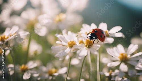 close up view of ladybug on flowers  © abu