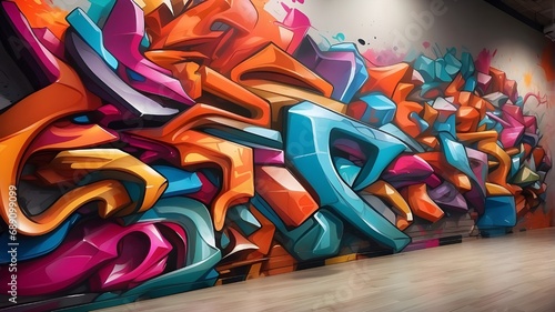 Cool Abstract 3d Graffiti On Background Wall.