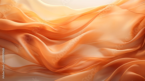 Closeup of rippled orange silk fabric. abstract background orange silk wavy fabric. 3d render illustration. 