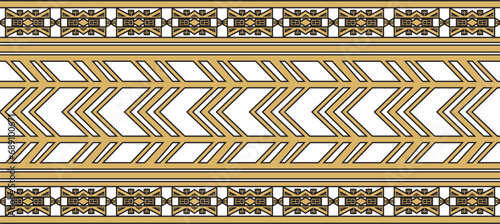Native American vector gold seamless pattern. Endless Aztec, Maya, Inca ornament. Drawing for border and frame.