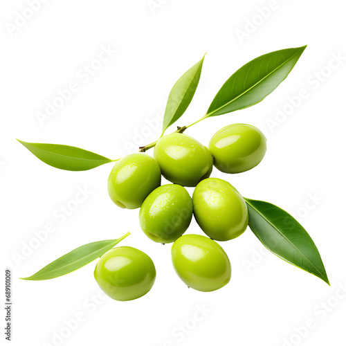 Olive with Leaves Isolated on Transparent Background