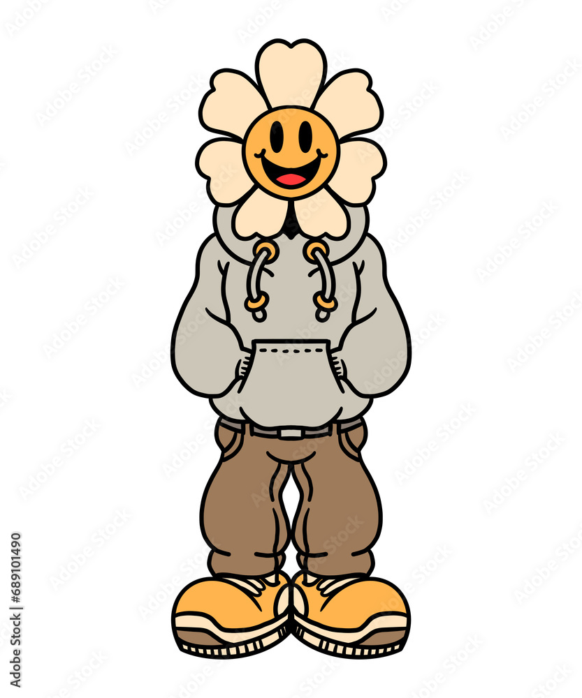 Naklejka premium happy funky flower cartoon design
