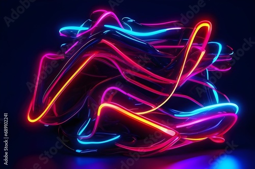 3d Neon Background Light Abstract Background.