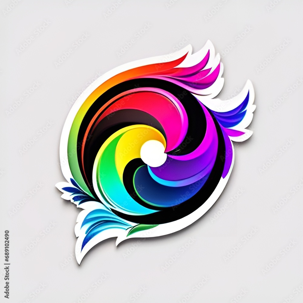 abstract swirl sticker logo background , on a white background