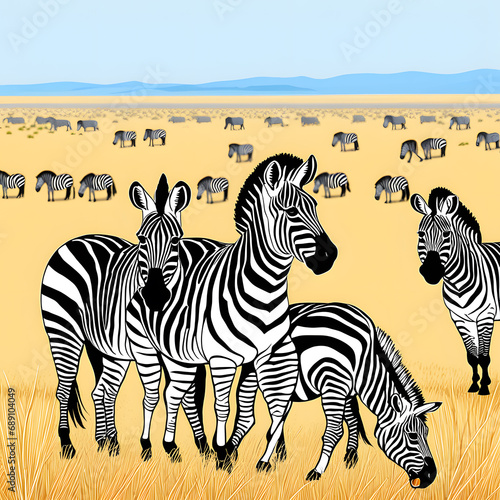 zebra herd, AI-generatet