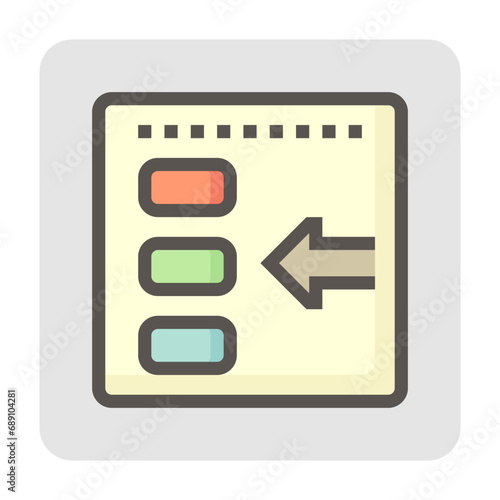 Color chart or palette vector icon. May called sample, swatch or catalogue of material for designer to design, choosing or selection for style, fashion. To paint or spray interior or skin. 48x48 pixel