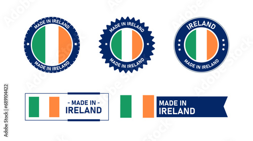 Ireland flag, Made in Ireland. Tag, Seal, Stamp, Flag, Icon vector