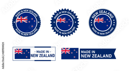 New Zealand flag, Made in New Zealand. Tag, Seal, Stamp, Flag, Icon vector