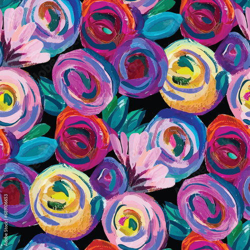 background  Colorful flowers seamless pattern.
