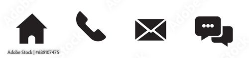 Contact information icons, business card and websites