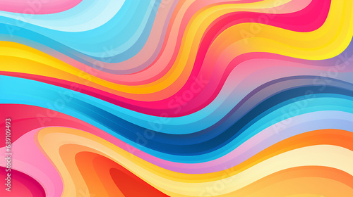 Vibrant Colorful Waves: Abstract Horizontal Background with Modern Artistic Design - Dynamic Composition for Creative Illustration, Digital Graphic, and Contemporary Backdrops.