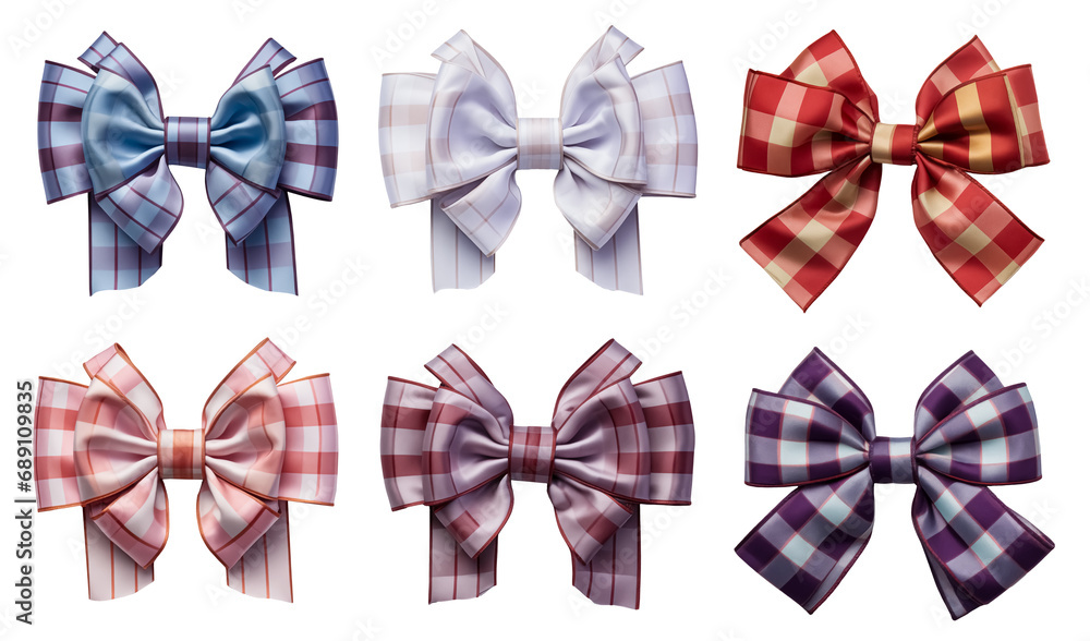 Collection of cool and original high-resolution gift bows on a transparent background. Pairings inspired by fashion design.