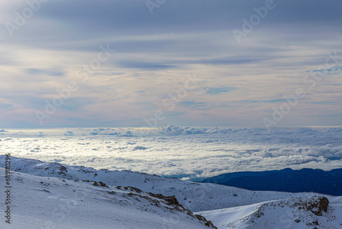 he scenic view of the Gömbe Akdağ, (Uyluktepe), 3024 m. high over Subaşı Plateau in Antalya