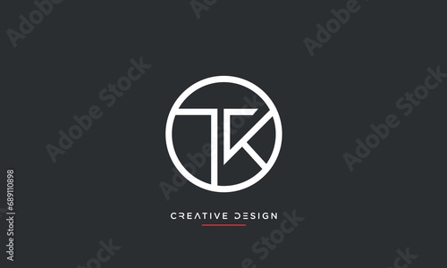 Alphabet letters TK or KT logo monogram