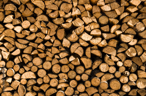 Stack of logs in sawmill