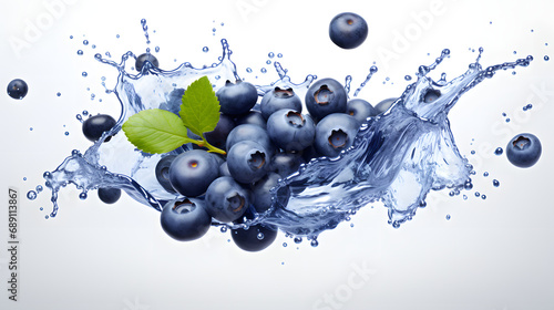 blueberries in juice splash AI generative