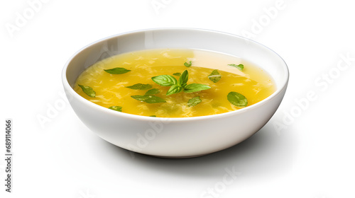 bowl of soup isolated on white background AI generative