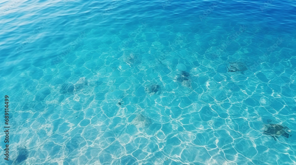 Tranquil Blue Sea: Clear Azure Water Background with Calm Ripples - Serene Ocean Surface for Idyllic Summer Scenics and Relaxing Nature Textures.