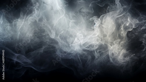 Abstract white smoke on dark background AI Generated