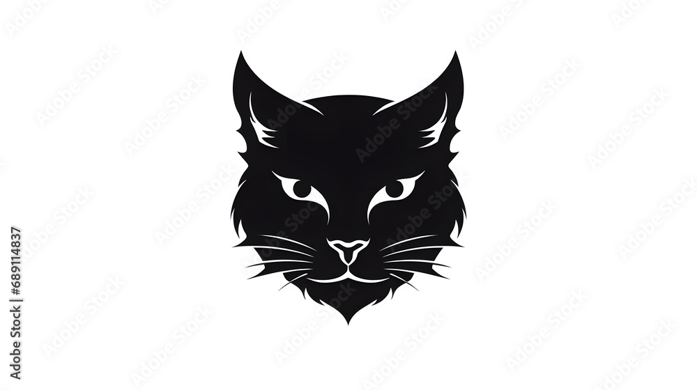 Cat face Minimal silhouette Icon on White Background AI generative Cat face Minimal silhouette Icon on White Background AI generative