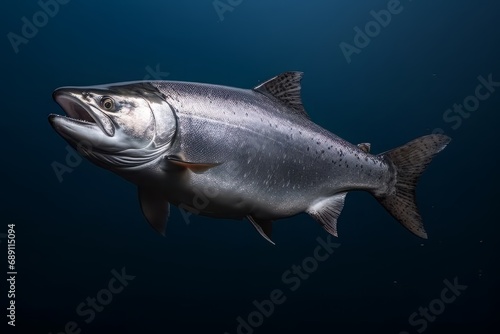 Atlantic salmon swims in the ocean