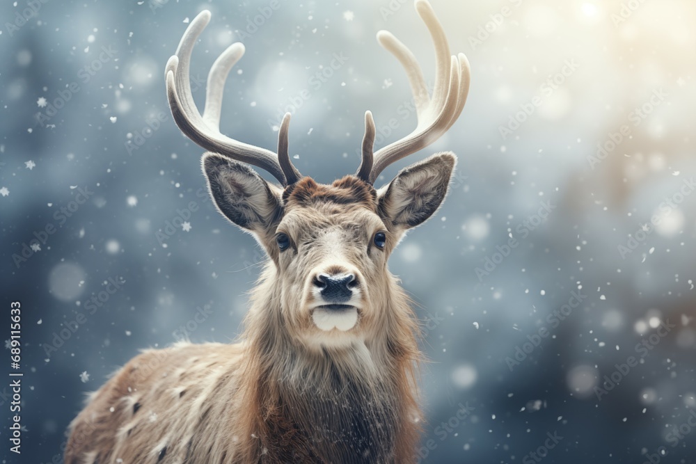 Reindeer against the backdrop of a winter forest Reindeer against the backdrop of a winter forest