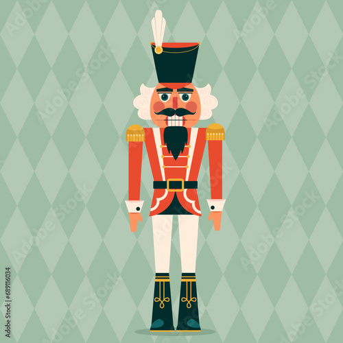 Seamless Christmas Pattern with Nutcracker