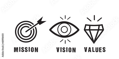 Vision mission values glyph icon. Clipart image isolated on white background