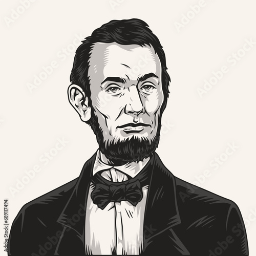 Abraham Lincoln monochrome vintage emblem