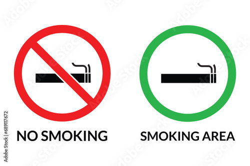 no smoking sign and smoking area sign
