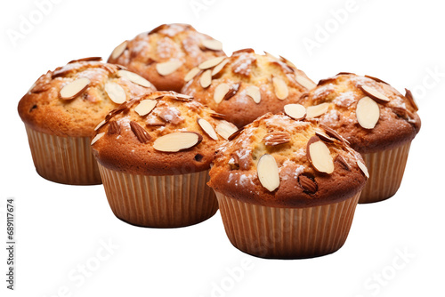 Almond Muffins Isolated on Transparent Background. Ai