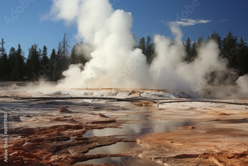 contrast landscape with geysers