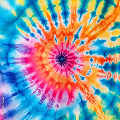 Tie dye shibori psychedelic 60s, 70s pattern. Watercolour vivid abstract texture. Tie Dye colourful background. Hand drawn ornamental. Print for textile, fabric, wallpaper, wrapping paper