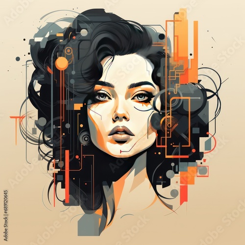 Sensual woman psychedelic surreal collage Artwork. Vintage aesthetic collage abstract painting. Fantasy illustration for printing on fabric or paper, poster or wallpaper, advert